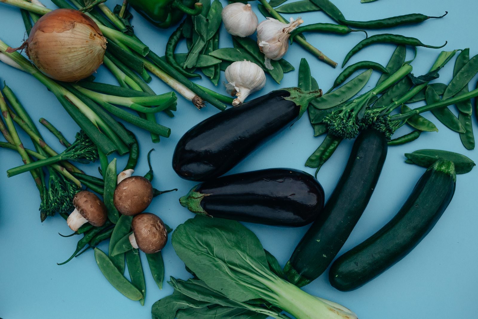 A colorful spread of fresh vegan ingredients